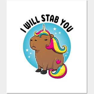 I will stab you Capybara Unicorn Posters and Art